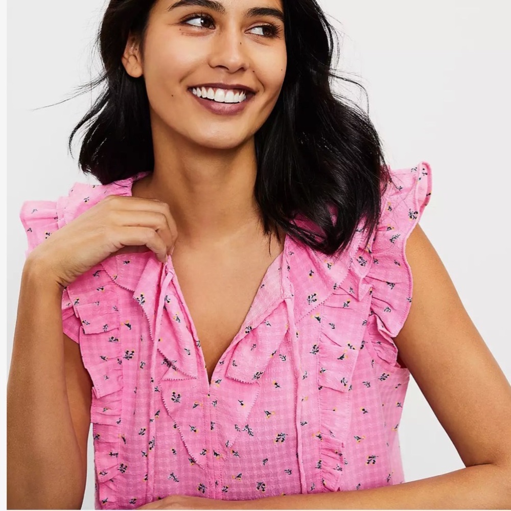 LOFT Pink Floral Blouse (Size Small) - Picture 2 of 3